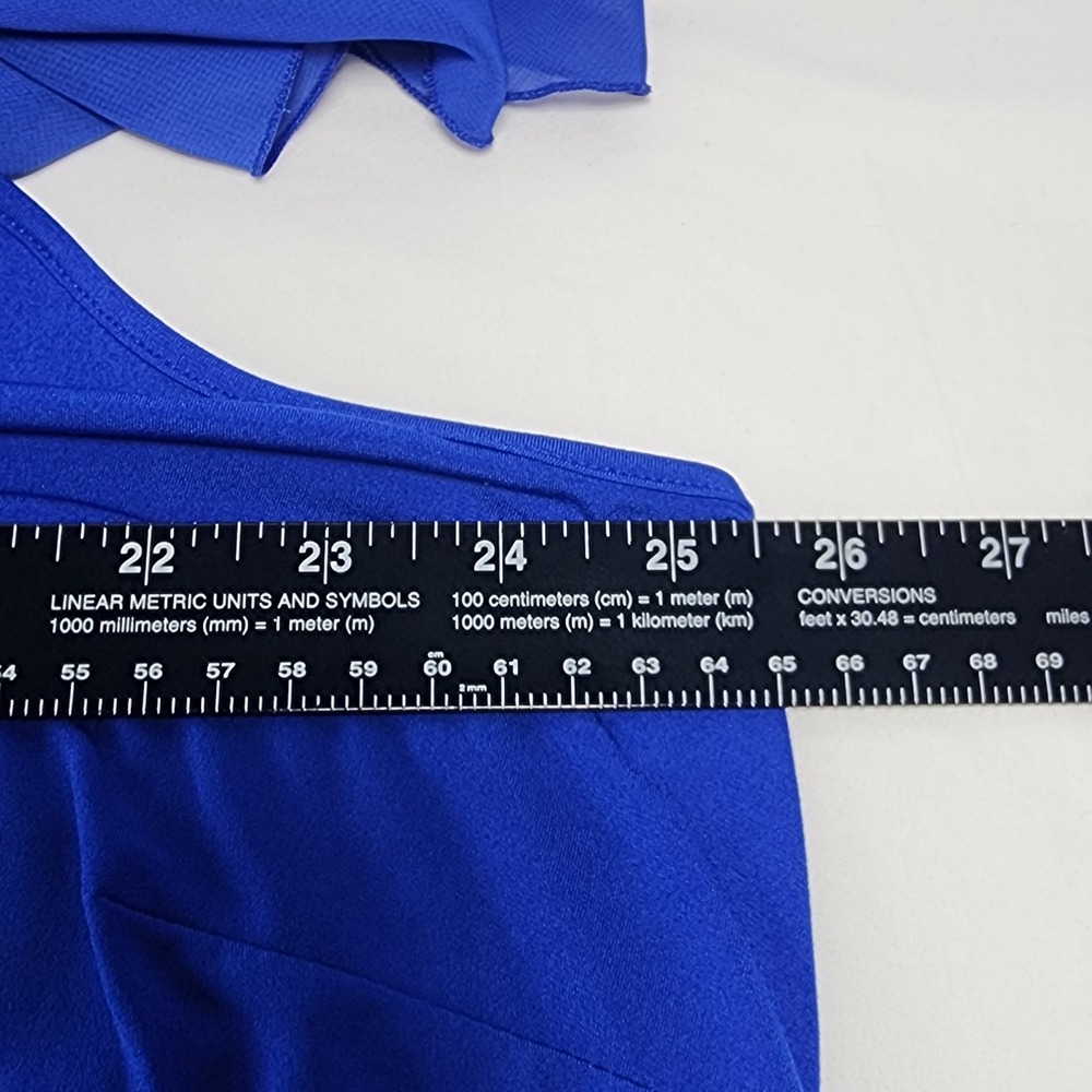 Womens Royal Blue Chiffon Sheer Blouse Top Blouse Plus 26/28 Flowy Cruise Travel - Picture 9 of 11